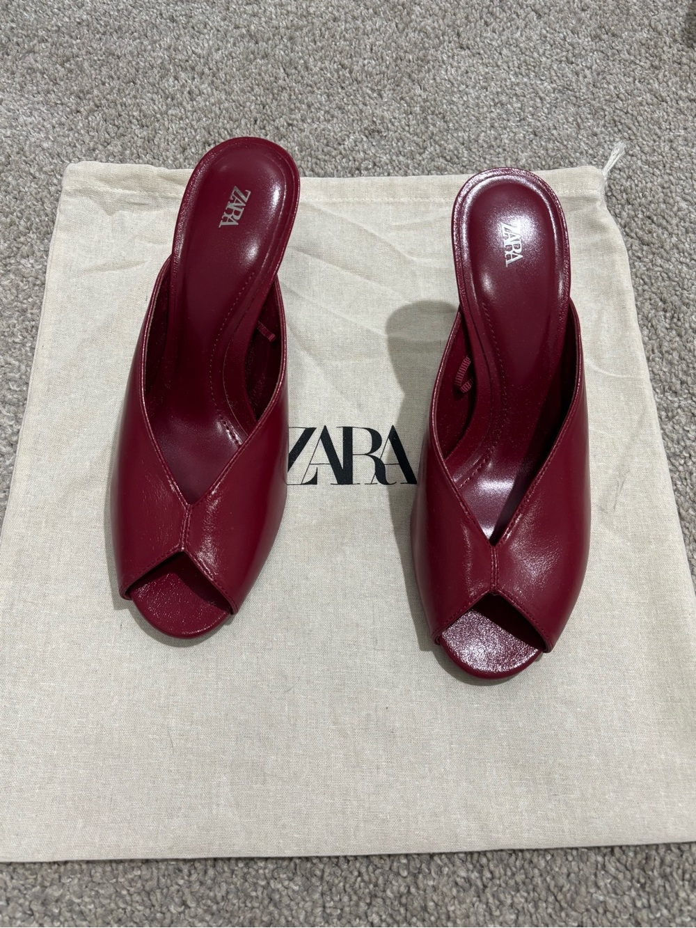 Zara Women's Open-Toe Patent Mule Heels